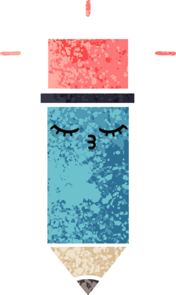 Bir insan tarafından çizilmiş bir kalemin retro çizim tarzı karikatürü