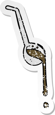 Bir insan tarafından çizilmiş et sosu dolu bir karikatür kepçesinin gerilemiş etiketi.