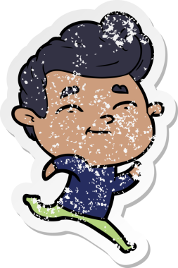 Bir insan tarafından çizilmiş koşan bir karikatürcünün sıkıntılı çıkartması.