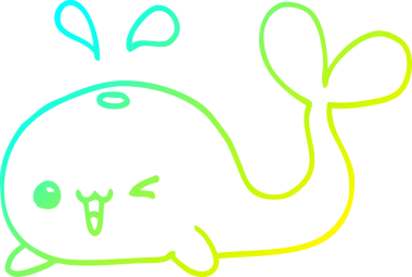 Bir insan tarafından çizilmiş karikatür balinası çizimi.