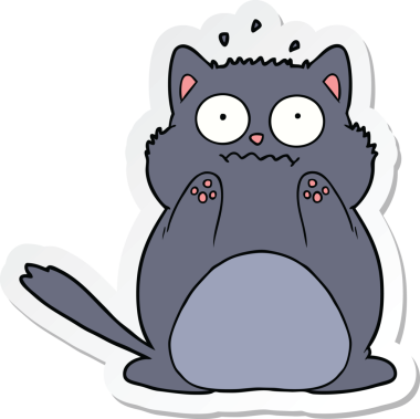 Bir insan tarafından çizilmiş endişeli bir kedinin çıkartması.