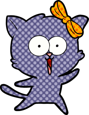 Bir insan tarafından çizilmiş çizgi film kedisi.