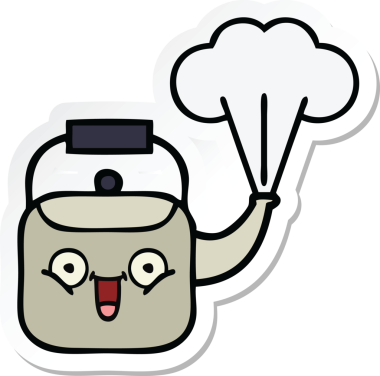 Bir insan tarafından çizilmiş dumanı tüten şirin bir çizgi film çıkartması.