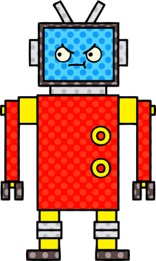 bir insan tarafından çizilmiş bir robotun çizgi roman tarzı