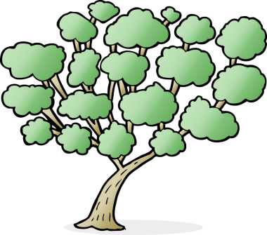 Bir insan tarafından çizilmiş çizgi film ağacı.