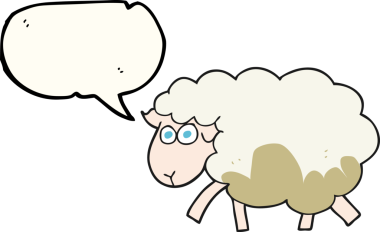 Bir insan tarafından çizilmiş serbest konuşma balonu karikatürü çamurlu koyunlar