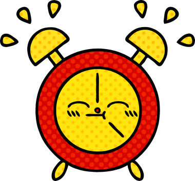 bir insan tarafından çizilmiş bir çalar saatin çizgi roman tarzı