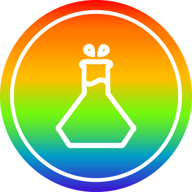 Bilim deneyi dairesel simgesi gökkuşağı gradyan bir insan tarafından çizilmiş