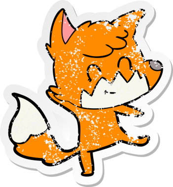 Bir insan tarafından çizilmiş karikatür dostu tilkinin sıkıntılı çıkartması.