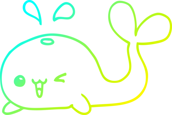 Bir insan tarafından çizilmiş karikatür balinası çizimi.