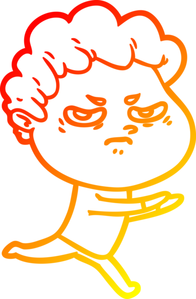 Bir insan tarafından çizilmiş kızgın bir adamın sıcak çizgi çizimi.