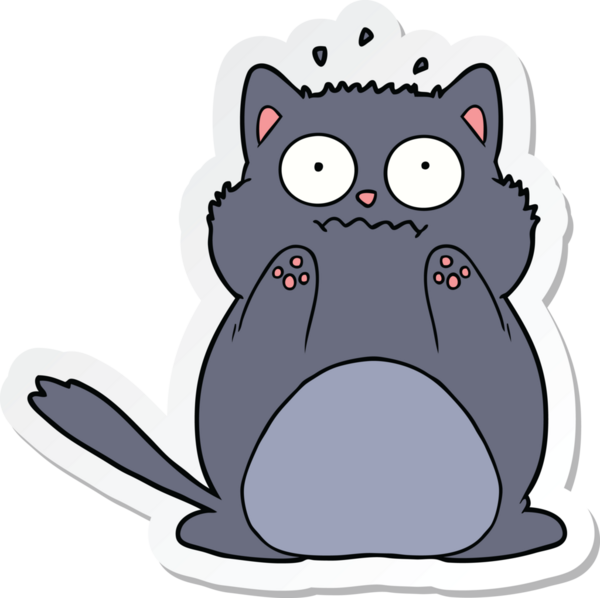 Bir insan tarafından çizilmiş endişeli bir kedinin çıkartması.