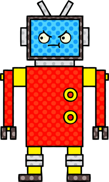 bir insan tarafından çizilmiş bir robotun çizgi roman tarzı