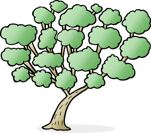 Bir insan tarafından çizilmiş çizgi film ağacı.