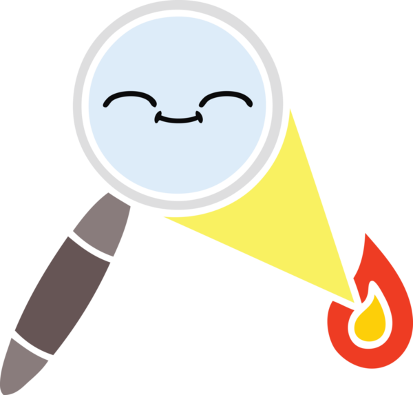 Bir insanın çizdiği büyüteçin düz renkli retro karikatürü