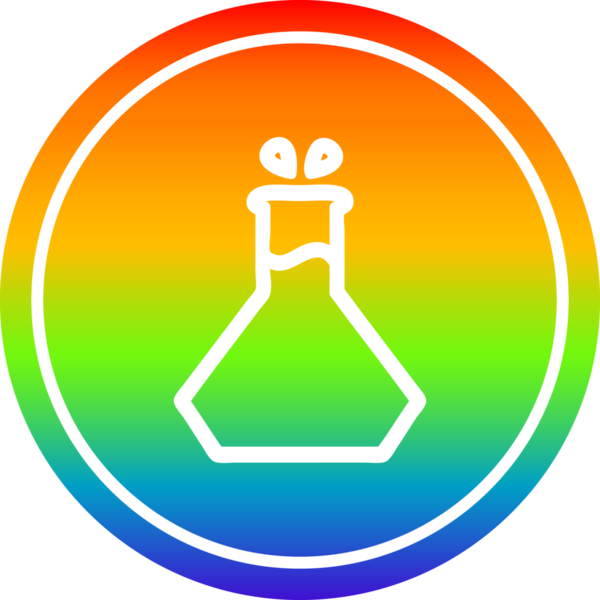 Bilim deneyi dairesel simgesi gökkuşağı gradyan bir insan tarafından çizilmiş