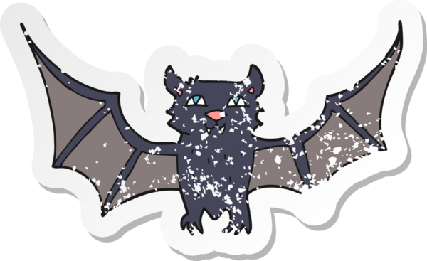 Bir insan tarafından çizilmiş bir cadılar bayramı yarasasının gerilmiş çıkartması.