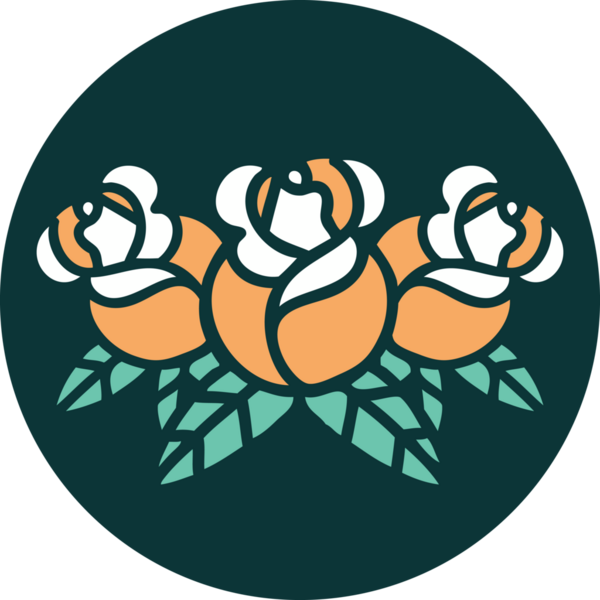 Bir insan tarafından çizilmiş bir buket çiçeğin ikonik dövme şekli