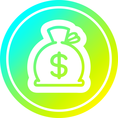 Para çuvalı. Havalı gradyan bir insan tarafından çizilmiş dairesel simge.