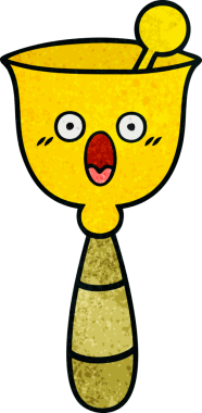 Bir insan tarafından çizilmiş okul çanının retro grunge desenli karikatürü.