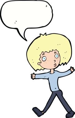 Bir insan tarafından çizilmiş konuşma baloncuğuyla yürüyen bir adam şaşırdı.