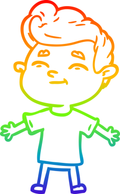 gökkuşağı gradyanı çizimi bir insan tarafından çizilmiş mutlu bir çizgi film adamı