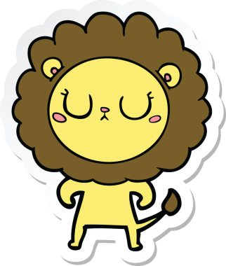 Bir insan tarafından çizilmiş karikatür aslanının çıkartması.