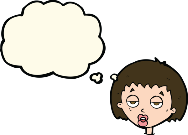 Bir insan tarafından çizilmiş bir düşünce balonuyla sıkılmış karikatür.