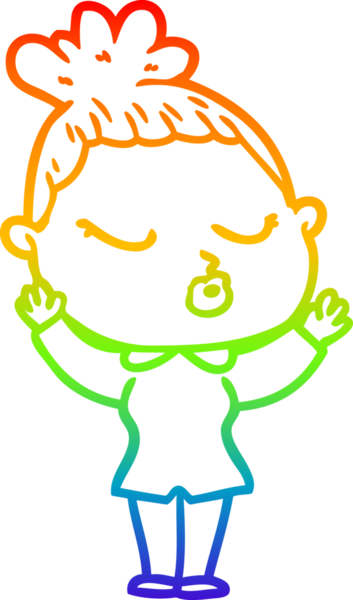 Gökkuşağı gradyan çizgi çizimi bir insan tarafından çizilmiş sakin bir kadın