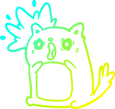 Şaşırmış bir kedinin insan tarafından çizilmiş soğuk hava çizgisi.