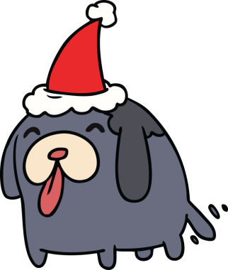 Bir insan tarafından çizilmiş kawaii köpeğinin Noel karikatürü.