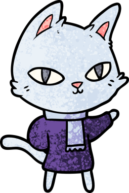 Bir insan tarafından çizilmiş çizgi film kedisi.