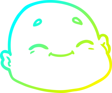 Bir insan tarafından çizilmiş, mutlu, kel bir adamın çizdiği soğuk çizgi.