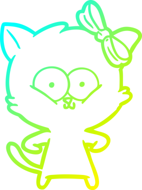 Bir insan tarafından çizilen çizgi film kedisinin soğuk gradyan çizgisi.