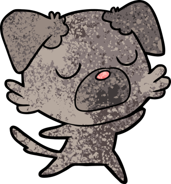 Bir insan tarafından çizilmiş çizgi film köpeği.