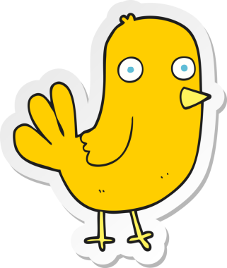 Bir insan tarafından çizilmiş çizgi film kuşunun çıkartması.