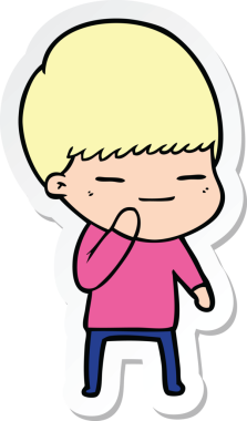 Bir insan tarafından çizilmiş kendini beğenmiş bir çocuğun çıkartması.