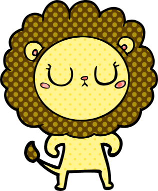 Bir insan tarafından çizilmiş çizgi film aslanı.