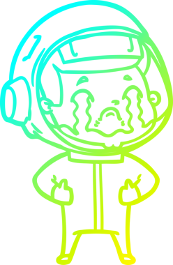 Bir insan tarafından çizilmiş ağlayan astronot çizgi filmi.