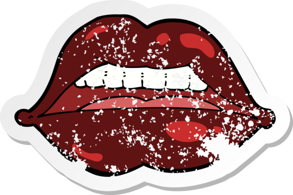 Bir insan tarafından çizilmiş seksi cadılar bayramı dudak sembolünün gerilimli yapıştırması.