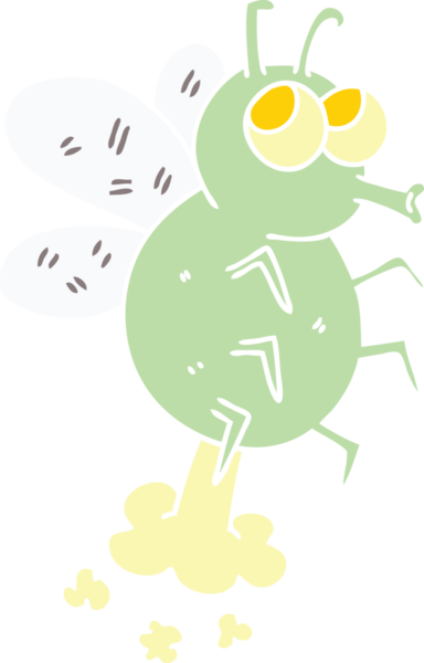 Bir insan tarafından çizilmiş garip bir çizgi film sineği.