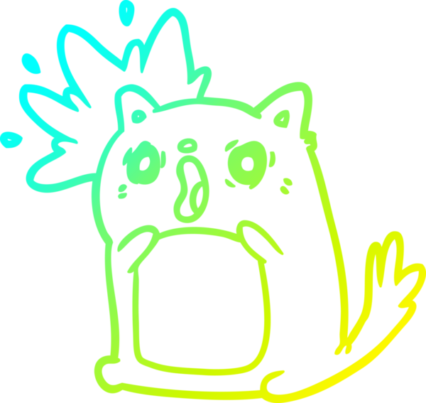 Şaşırmış bir kedinin insan tarafından çizilmiş soğuk hava çizgisi.