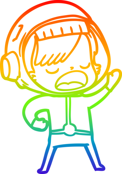 Gökkuşağı gradyan çizgi çizimi Bir insan tarafından çizilmiş konuşan astronot