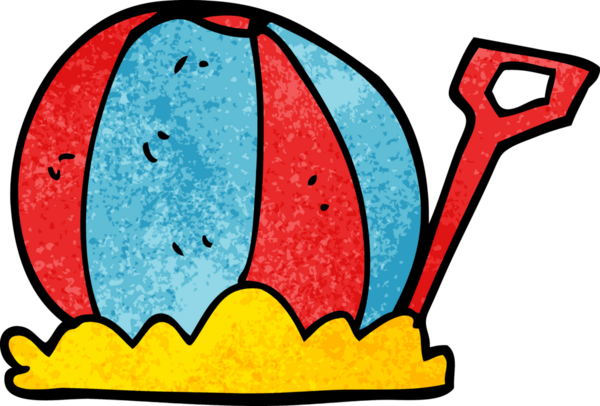 Bir insan tarafından çizilmiş karalama plaj topu ve maça.