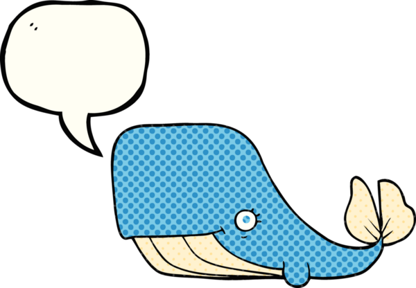 Bir insan tarafından çizilmiş serbest çizilmiş çizgi roman konuşma balonu mutlu balina