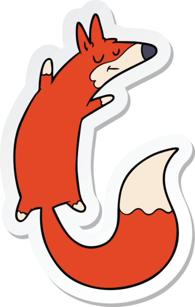 Bir insan tarafından çizilmiş zıplayan tilkinin çıkartması.