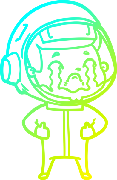 Bir insan tarafından çizilmiş ağlayan astronot çizgi filmi.