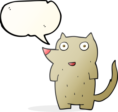 Bir insan tarafından çizilmiş serbest konuşma balonu çizgi film köpeği.