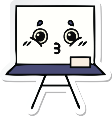 Bir insan tarafından çizilmiş beyaz bir karikatür çıkartması.