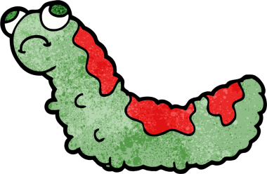 Bir insan tarafından çizilmiş mutsuz bir tırtıl çizgi filmi.